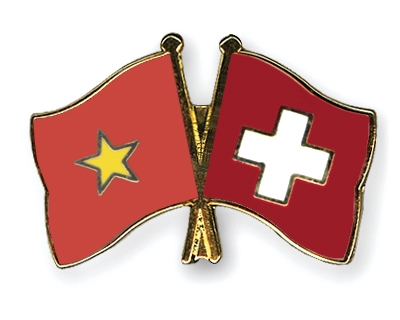 Fahnen Pins Vietnam Schweiz