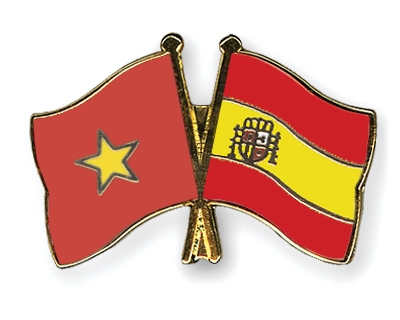 Fahnen Pins Vietnam Spanien