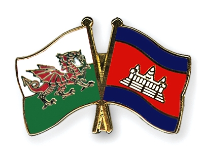 Fahnen Pins Wales Kambodscha