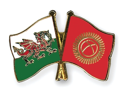 Fahnen Pins Wales Kirgisistan