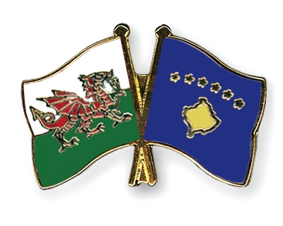 Fahnen Pins Wales Kosovo