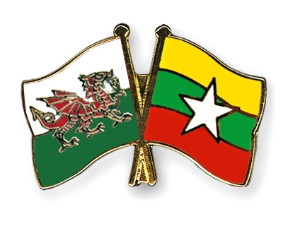 Fahnen Pins Wales Myanmar