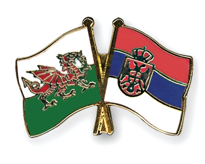 Fahnen Pins Wales Serbien