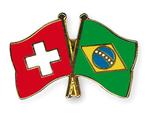 Crossed Flag Pins: Switzerland-Brazil