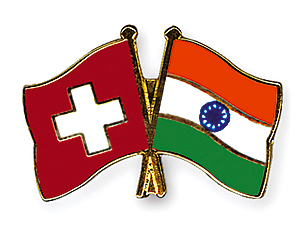 Crossed Flag Pins: Switzerland-India