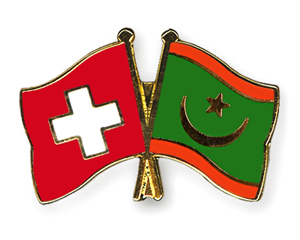 Crossed Flag Pins: Switzerland-Mauritania