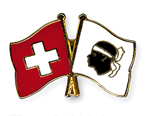 Crossed Flag Pins: Switzerland-Corsica