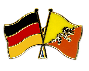 Crossed Flag Pins: Germany-Bhutan