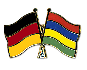 Crossed Flag Pins: Germany-Mauritius