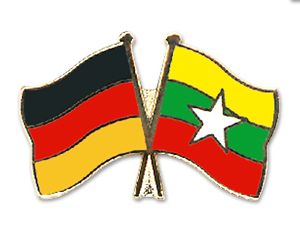 Crossed Flag Pins: Germany-Myanmar