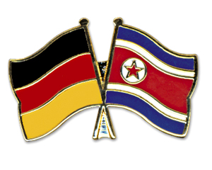 Crossed Flag Pins: Germany-Korea-North