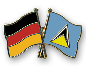 Crossed Flag Pins: Germany-St. Lucia