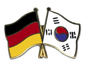 Crossed Flag Pins: Germany-Korea-South