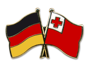 Crossed Flag Pins: Germany-Tonga