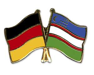 Crossed Flag Pins: Germany-Uzbekistan