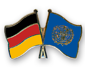 Crossed Flag Pins: Germany-UNO (United Nations)