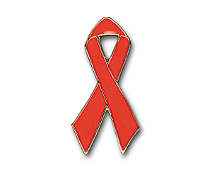 Red Ribbon Pins mit Goldrand, 19 mm