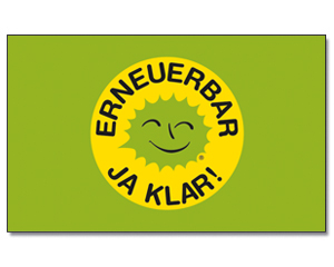 Fahne Erneuerbar Ja Klar! 90 x 150