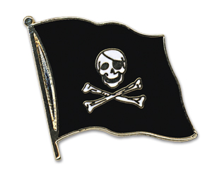 Fahnen-Pins (geschwungen): Pirat mit Knochen