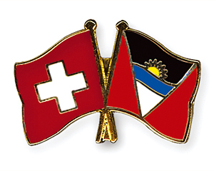 Crossed Flag Pins: Switzerland-Antigua and Barbuda