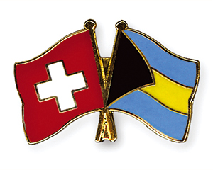 Crossed Flag Pins: Switzerland-Bahamas