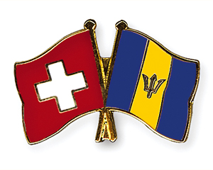 Crossed Flag Pins: Switzerland-Barbados