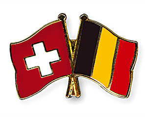 Crossed Flag Pins: Switzerland-Belgium
