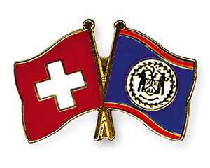 Crossed Flag Pins: Switzerland-Belize