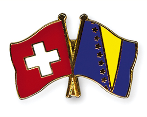 Crossed Flag Pins: Switzerland-Bosnia and Herzegovina