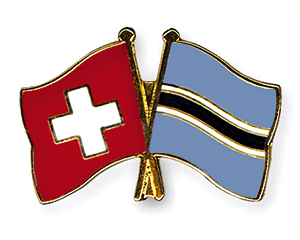 Crossed Flag Pins: Switzerland-Botswana