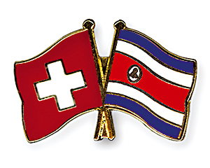 Crossed Flag Pins: Switzerland-Costa Rica