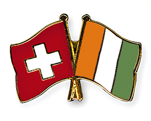 Crossed Flag Pins: Switzerland-Côte d\'Ivoire