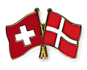 Crossed Flag Pins: Switzerland-Denmark