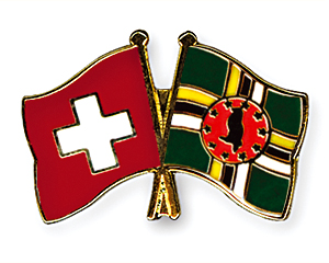 Crossed Flag Pins: Switzerland-Dominica