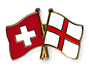 Crossed Flag Pins: Switzerland-England
