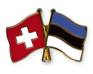Crossed Flag Pins: Switzerland-Estonia