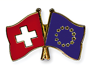 Crossed Flag Pins: Switzerland-Europe