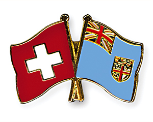 Crossed Flag Pins: Switzerland-Fiji