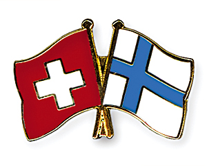 Crossed Flag Pins: Switzerland-Finland