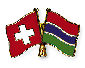 Crossed Flag Pins: Switzerland-Gambia