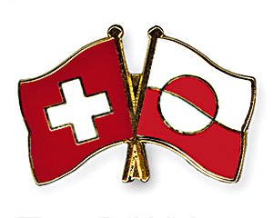 Crossed Flag Pins: Switzerland-Greenland