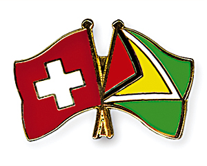 Crossed Flag Pins: Switzerland-Guyana