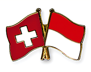 Crossed Flag Pins: Switzerland-Indonesia