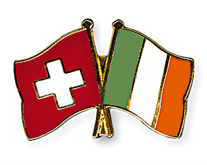 Crossed Flag Pins: Switzerland-Ireland