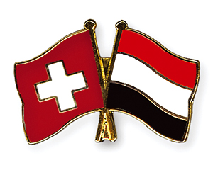 Crossed Flag Pins: Switzerland-Yemen