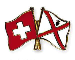 Crossed Flag Pins: Switzerland-Jersey
