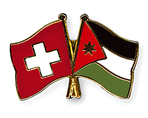 Crossed Flag Pins: Switzerland-Jordan