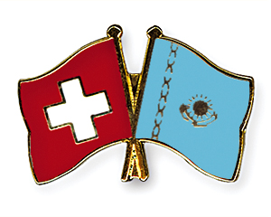 Crossed Flag Pins: Switzerland-Kazakhstan