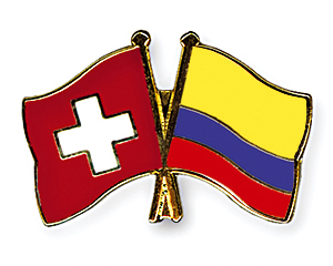Crossed Flag Pins: Switzerland-Colombia