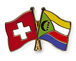 Crossed Flag Pins: Switzerland-Comoros